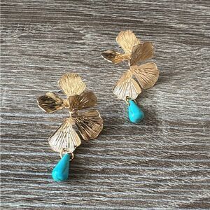 Anthropologie Gold and Turquoise Earrings